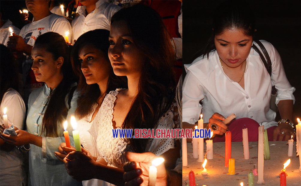 Candle-lit vigil in memory of nepal quake victims nepali celebrity